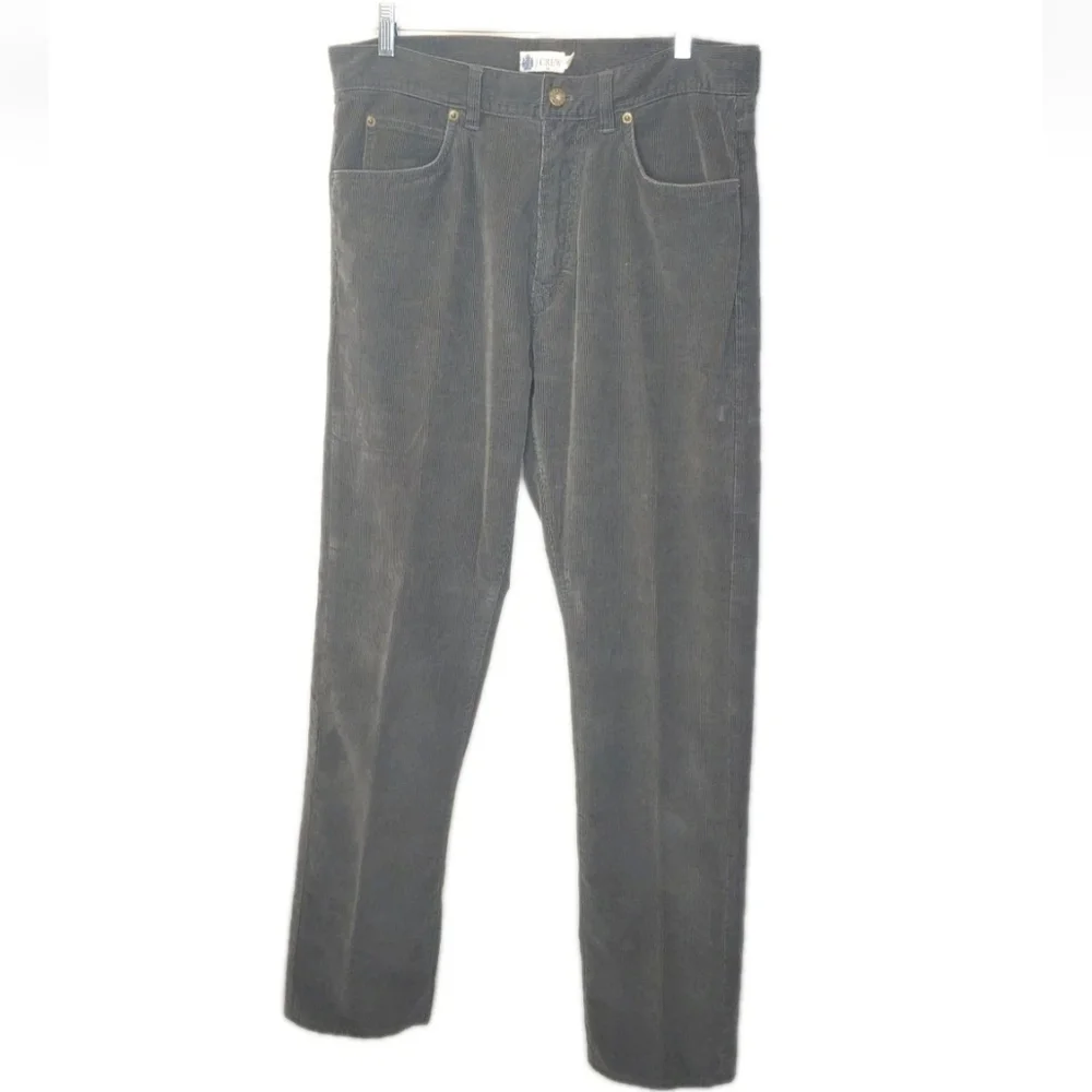 J Crew Corduroy Pants Men Sz 32 X 34 Gray Baggy Straight Leg Jeans Preppy Skater